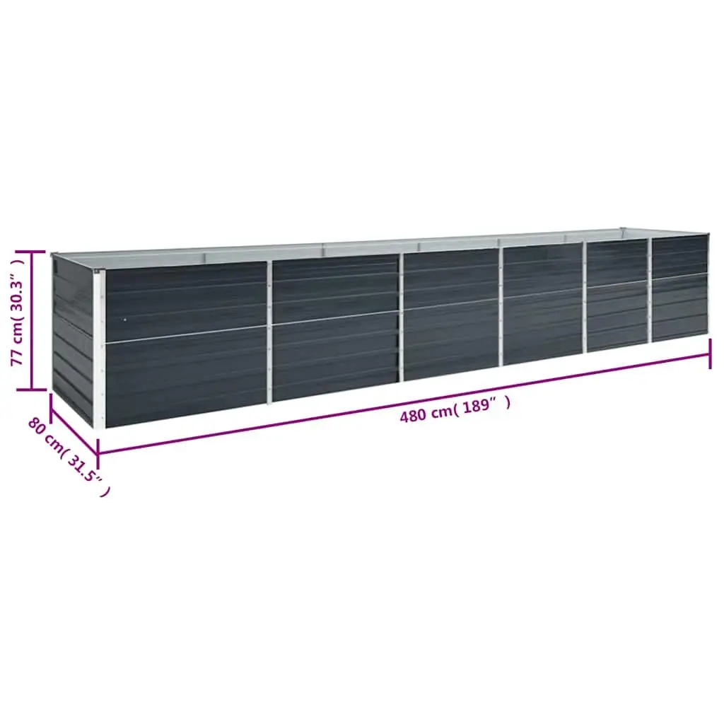 Raised Garden Bed Planter Box Weather Resistant Anthracite 480 x 80 x 77 cm