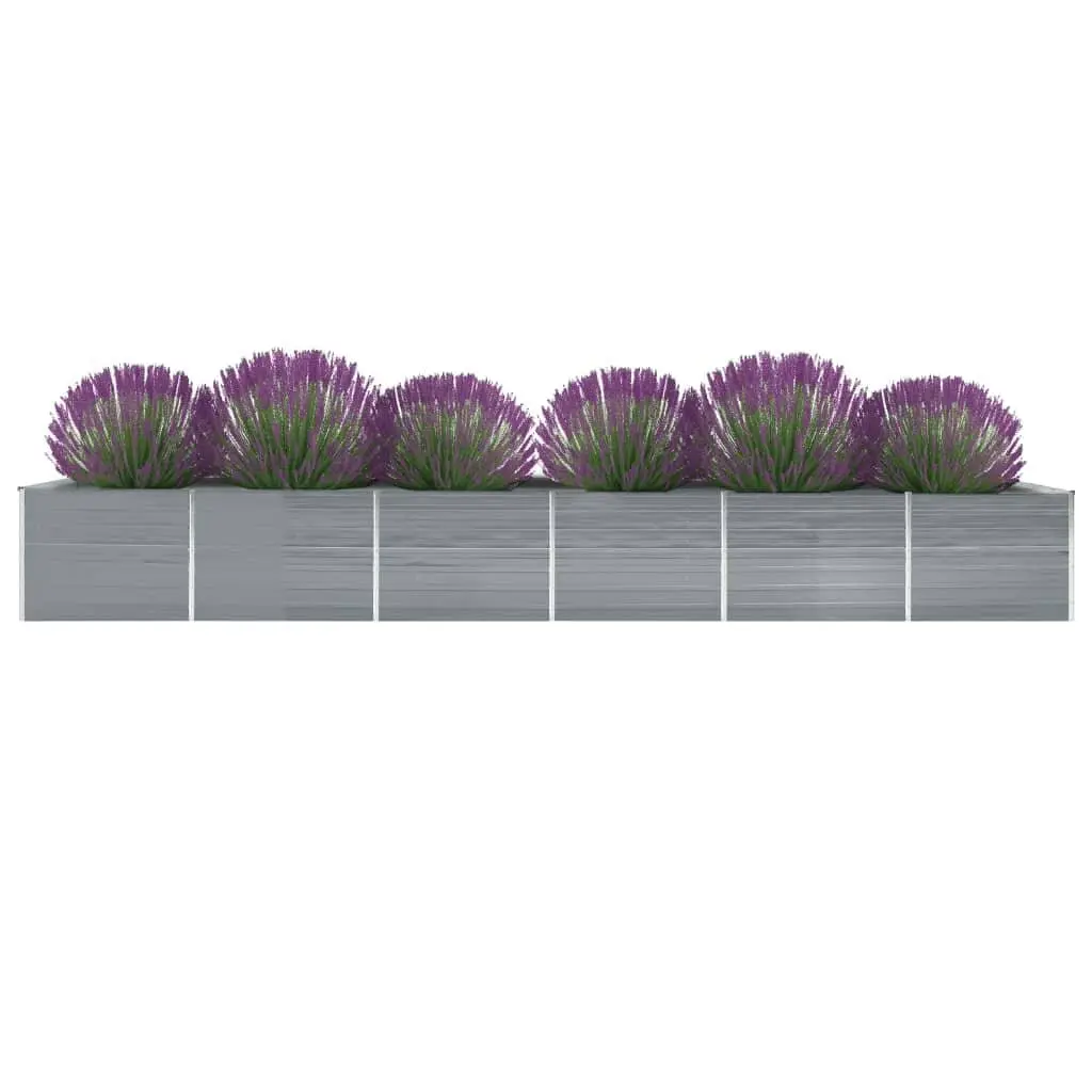 Raised Garden Bed Planter Box Galvanised Steel 600 x 80 x 77 cm Grey
