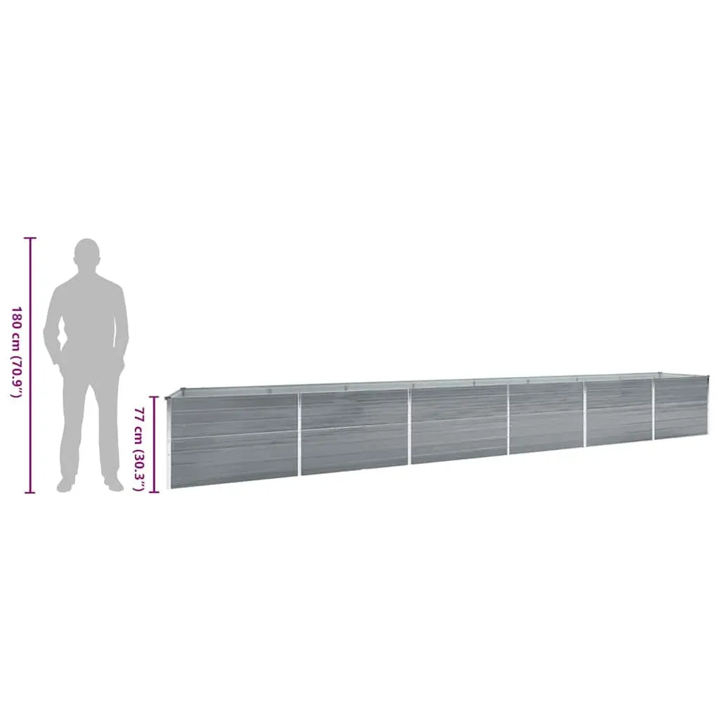 Raised Garden Bed Planter Box Galvanised Steel 600 x 80 x 77 cm Grey