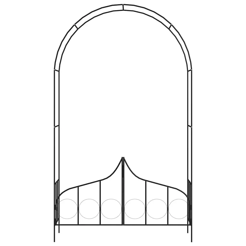 Black Garden Arch with Gate for Climbing Plants