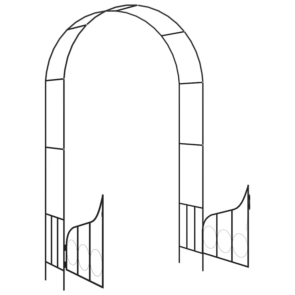 Black Garden Arch with Gate for Climbing Plants