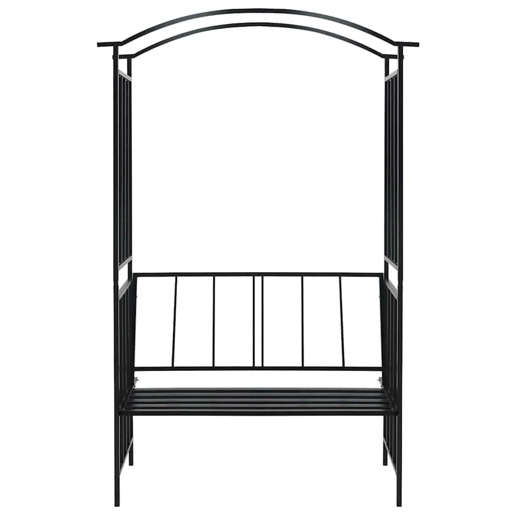 Black Garden Arch with Bench for Climbing Plants