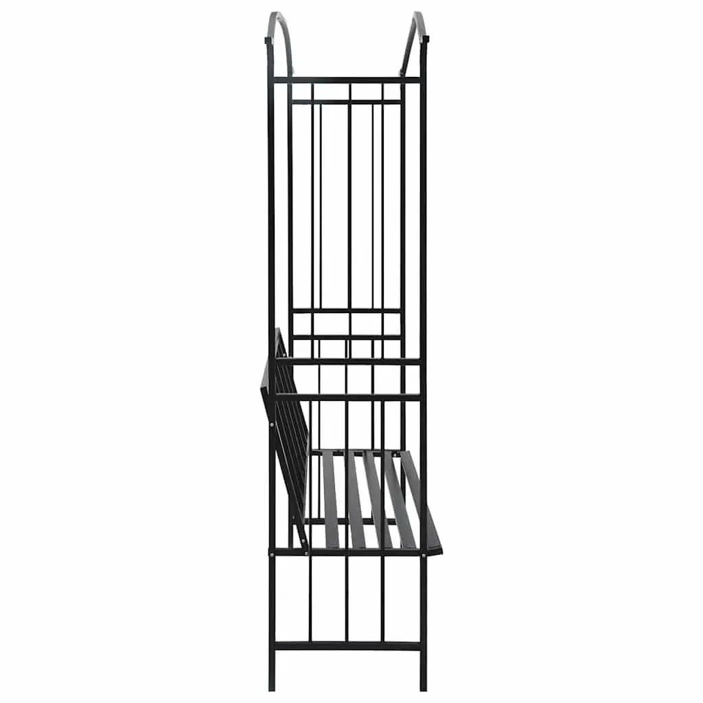 Black Garden Arch with Bench for Climbing Plants