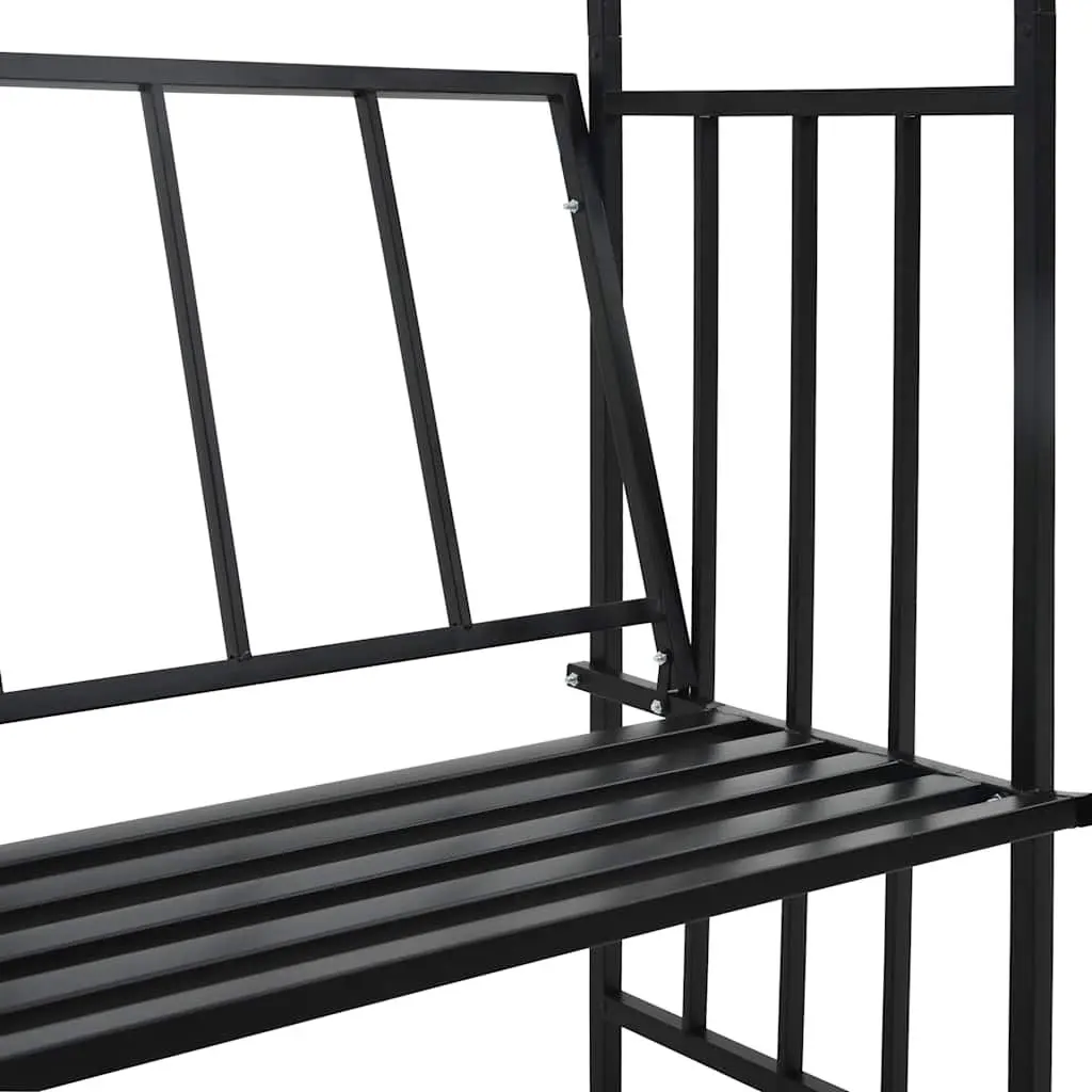 Black Garden Arch with Bench for Climbing Plants