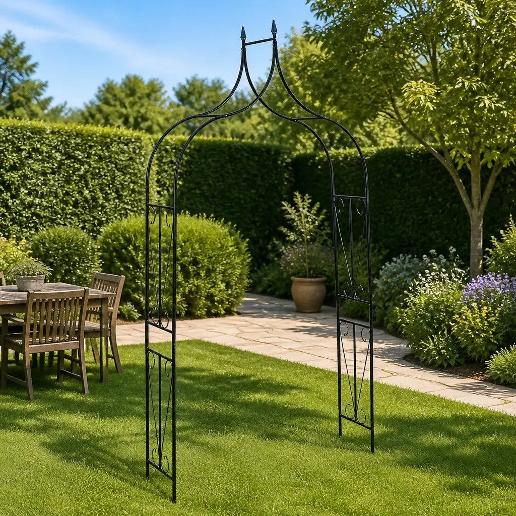 Garden Arch Iron Tubing Dark Green 142 x 37 x 275 cm