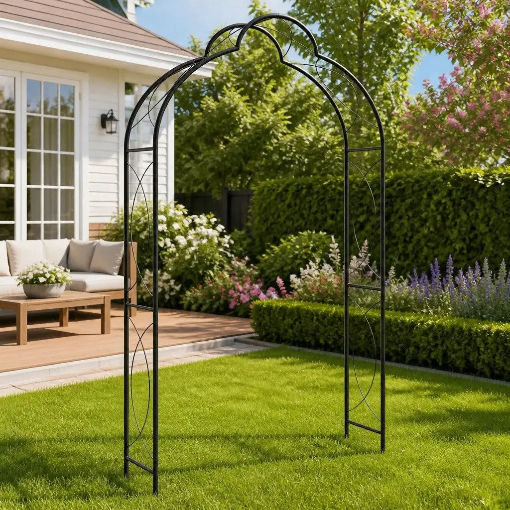 Black Iron Garden Arch for Climbing Plants