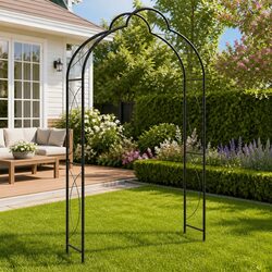 Sturdy Black Iron Garden Arch for Climbing Plants