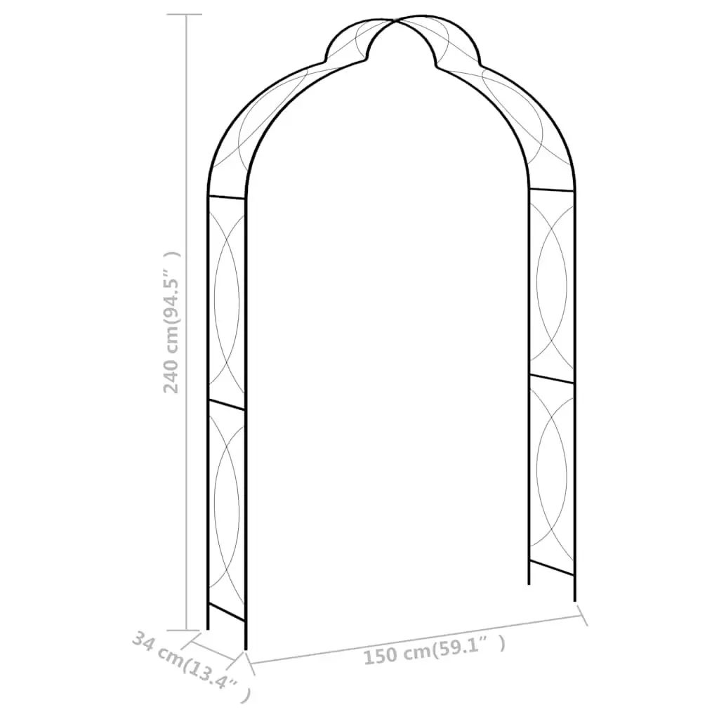 Black Iron Garden Arch for Climbing Plants