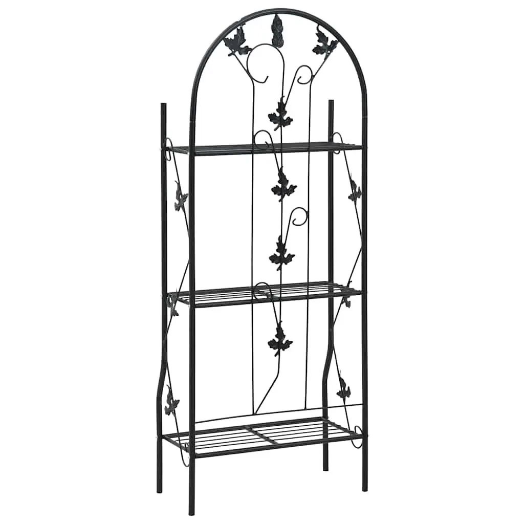 3-Layer Plant Stand Rack Black Iron Shelf Display Garden Patio Balcony Indoor