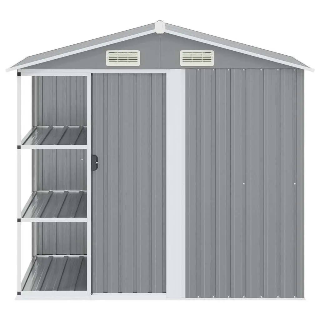 Garden Shed Galvanised Iron 205 x 130 x 183 cm Grey Outdoor Storage House