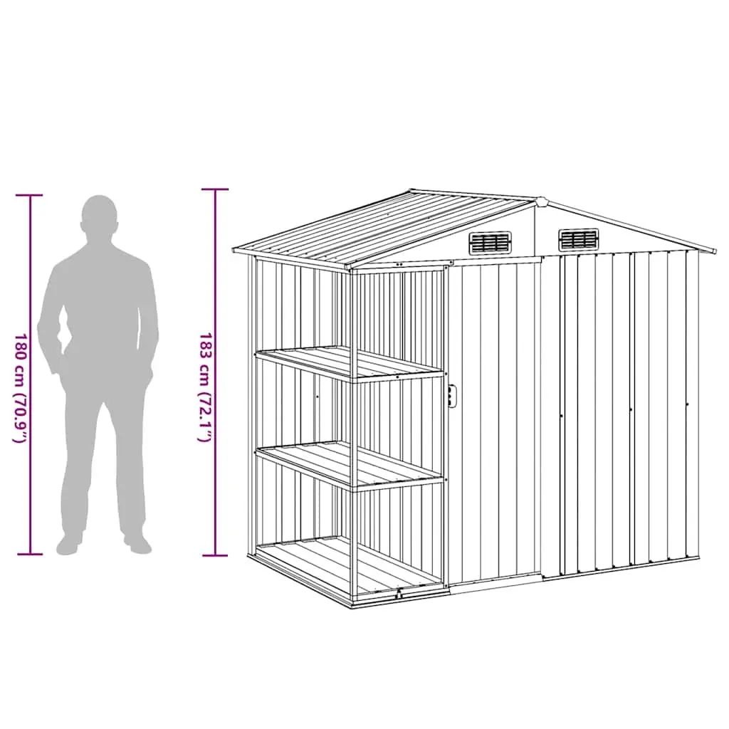 Garden Shed Galvanised Iron 205 x 130 x 183 cm Grey Outdoor Storage House