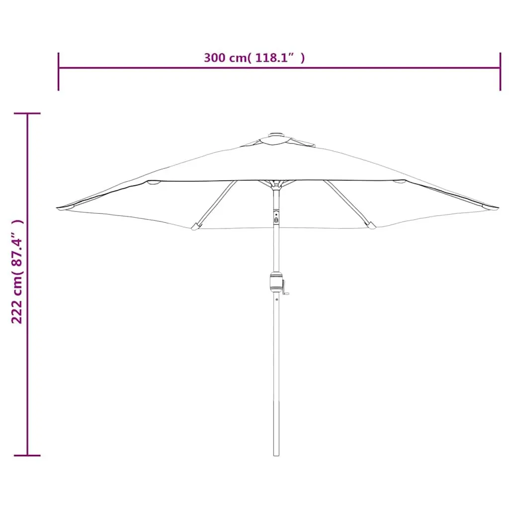 300cm Garden Parasol with Tilt and Crank Mechanism