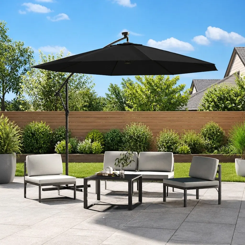 Cantilever Garden Parasol 300cm with LED Lights