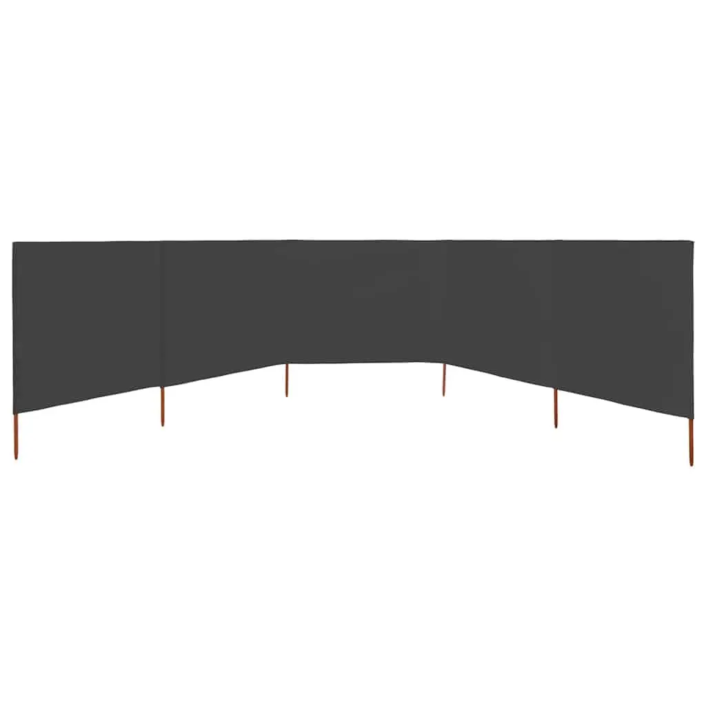 5-Panel Anthracite Folding Wind Screen for Outdoor Use