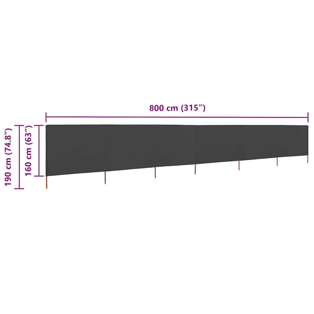 6-Panel Folding Wind Screen Anthracite 800x160cm
