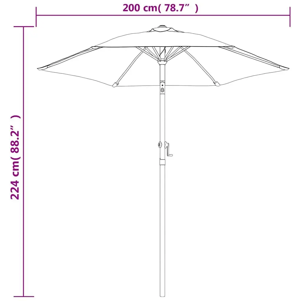 Garden Parasol Polyester 200x224cm Anthracite Outdoor Sun Shade Umbrella