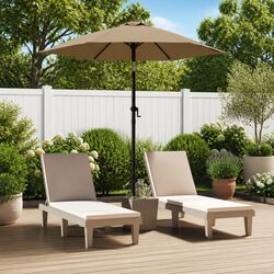 Taupe Outdoor Patio Umbrella with Crank and Tilt