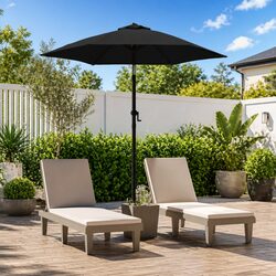Black Outdoor Canopy Parasol 200x224 cm with Crank and Tilt Feature
