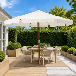 Durable Garden Parasol with 330cm Wooden Pole