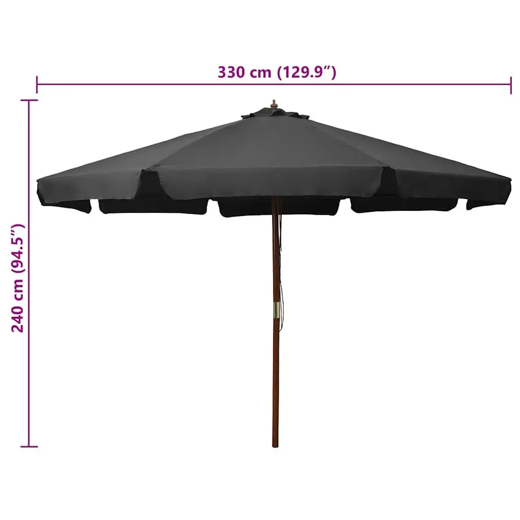 Garden Parasol Umbrella with Wooden Pole 330cm