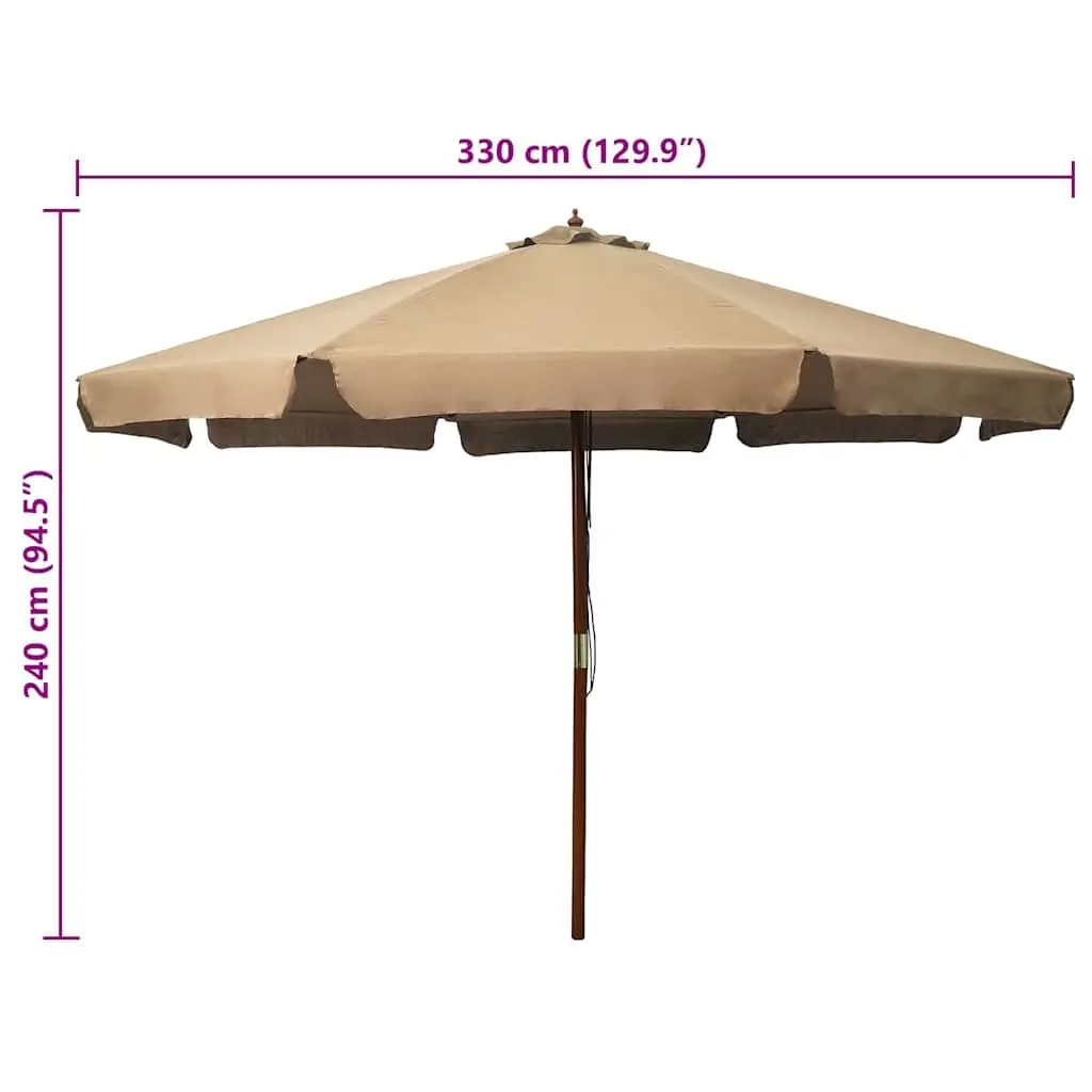 Outdoor Umbrella with Wooden Pole 330cm Taupe Shade