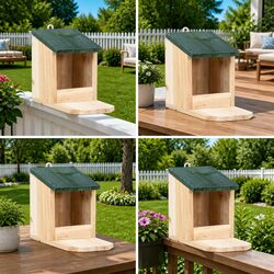Durable Wooden Squirrel House Set for Garden Feeding