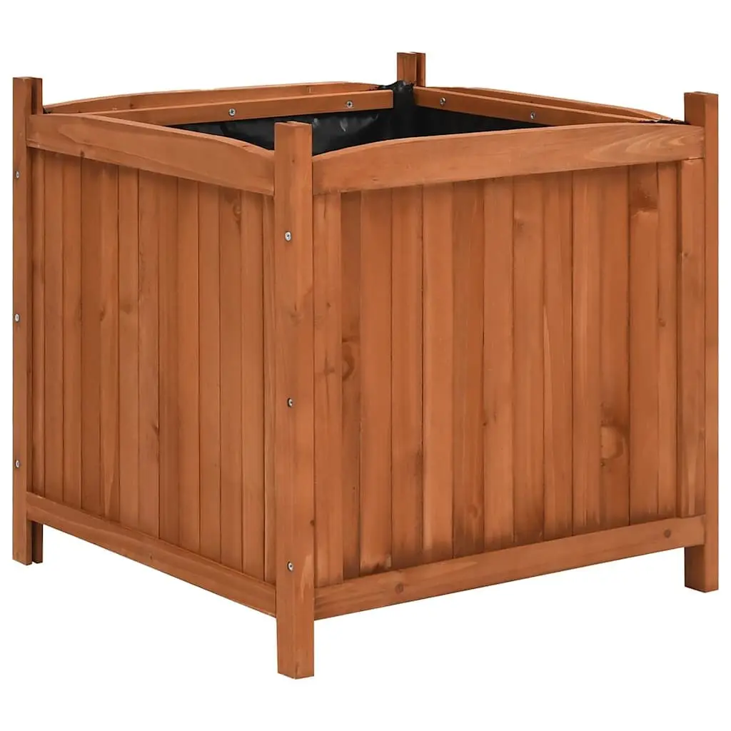 Raised Garden Beds Wooden Planters 50x50x50cm Brown 2 Pack