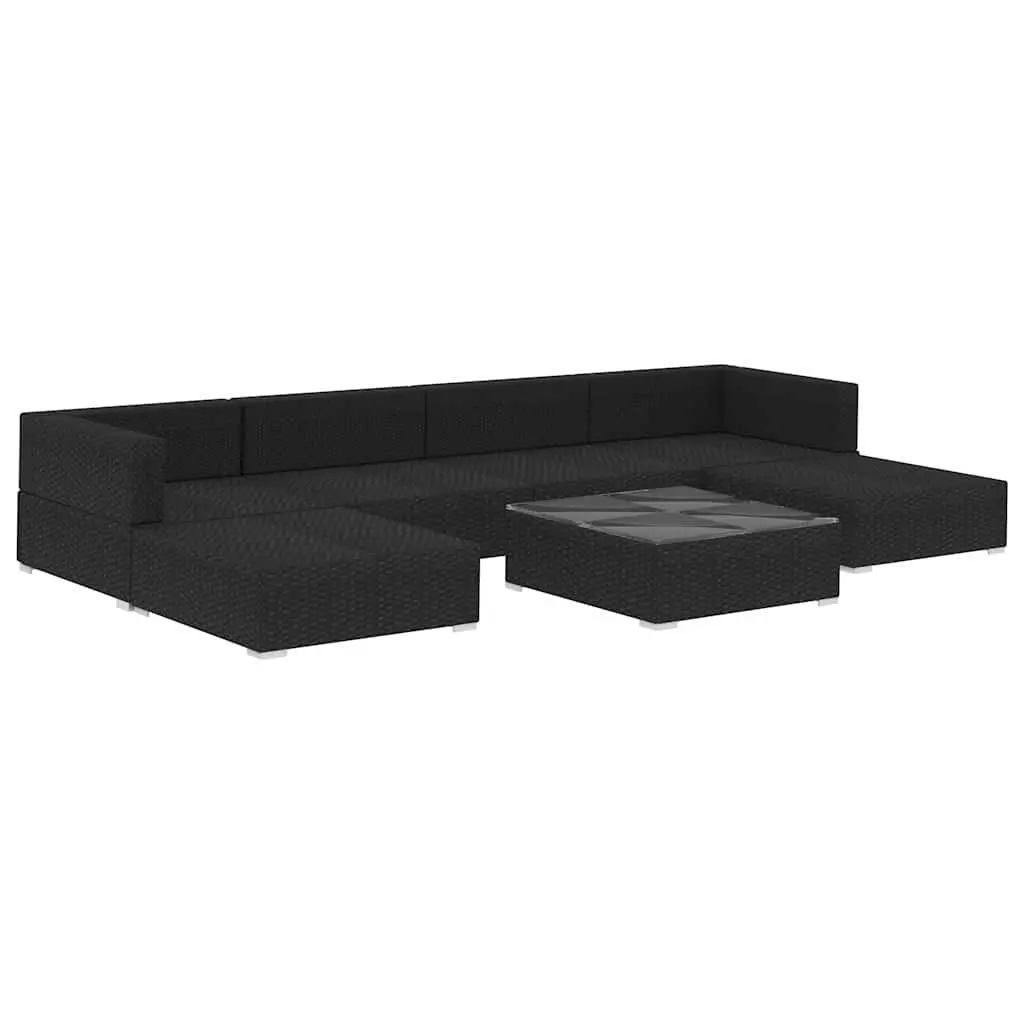 7-Piece Poly Rattan Garden Lounge Set with Cushions