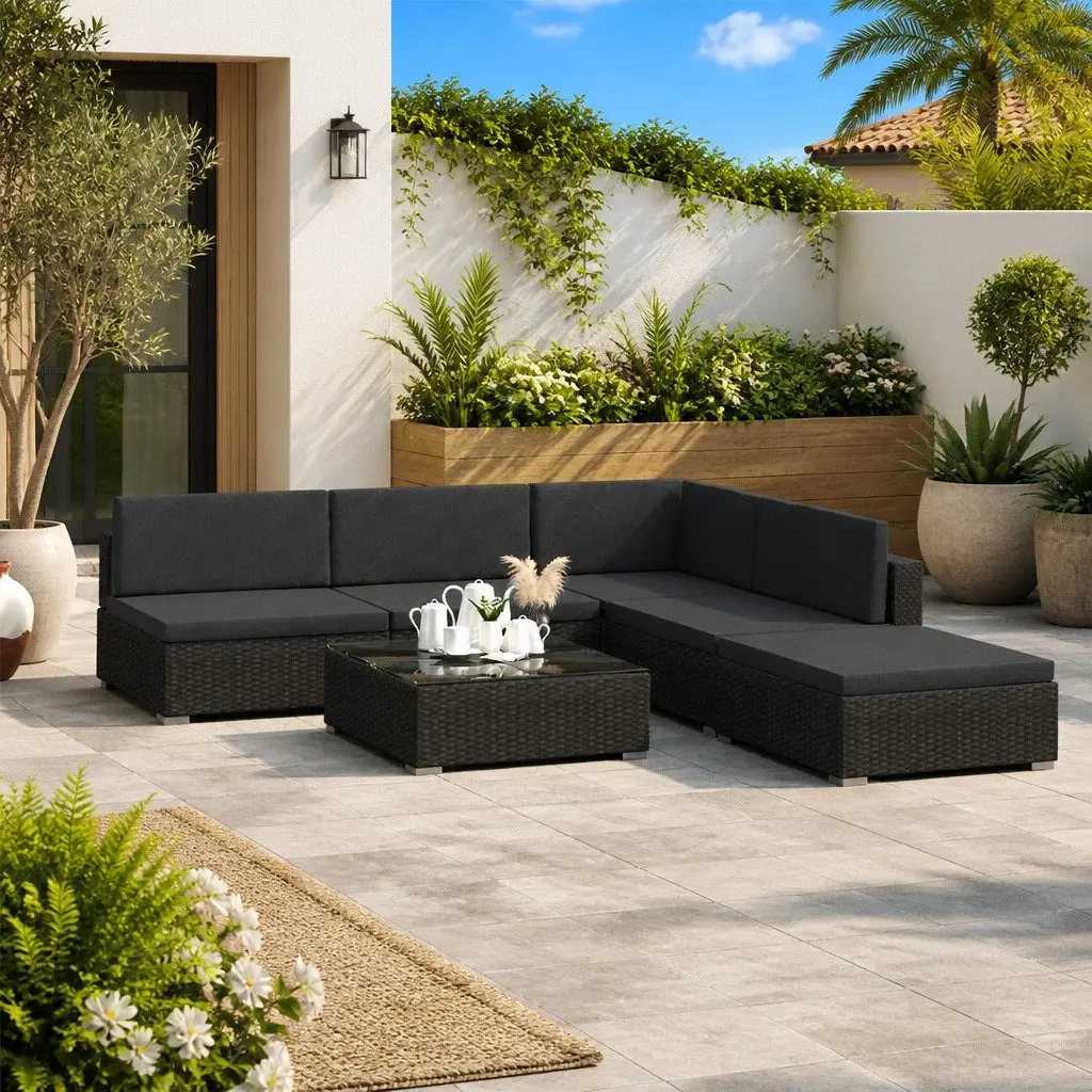 6-Piece Outdoor Lounge Set with Cushions