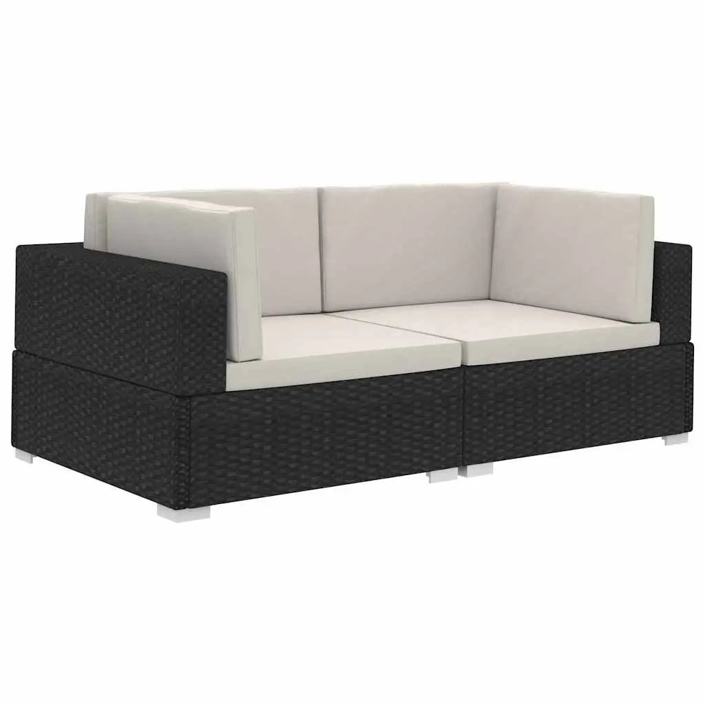 Black Poly Rattan Outdoor Sectional Corner Chairs