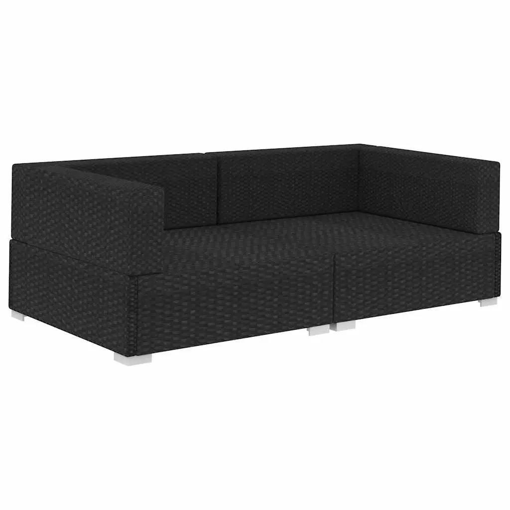 Black Poly Rattan Outdoor Sectional Corner Chairs