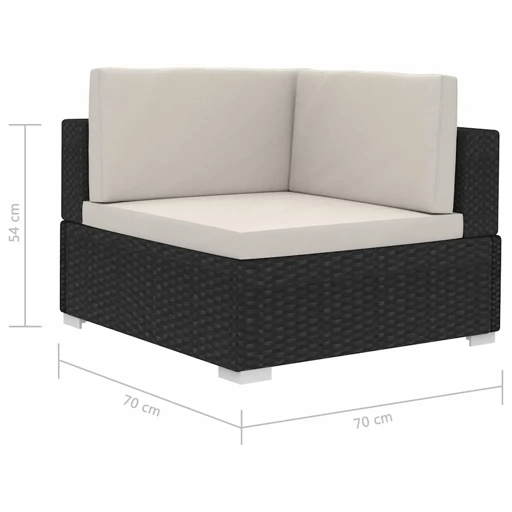 Black Poly Rattan Outdoor Sectional Corner Chairs