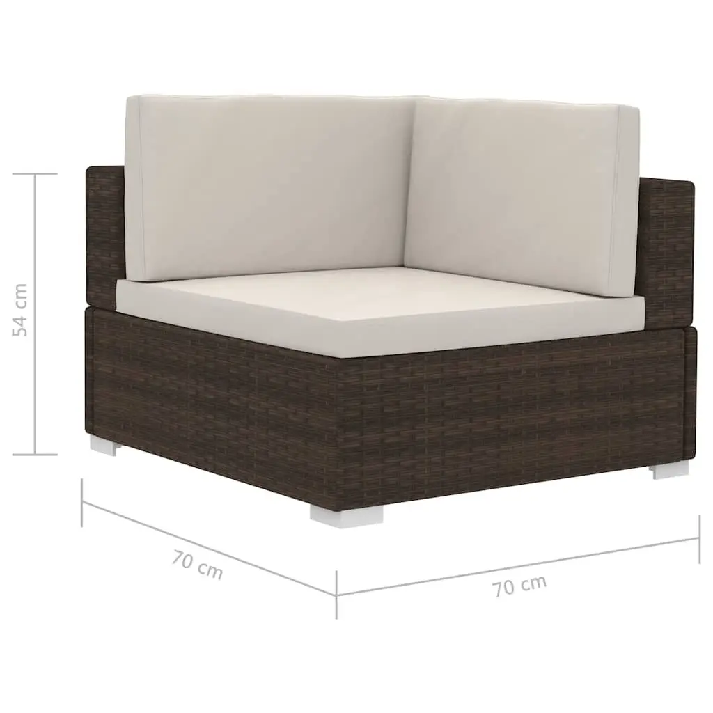 Outdoor Sectional Corner Seats 2 pcs Brown Rattan