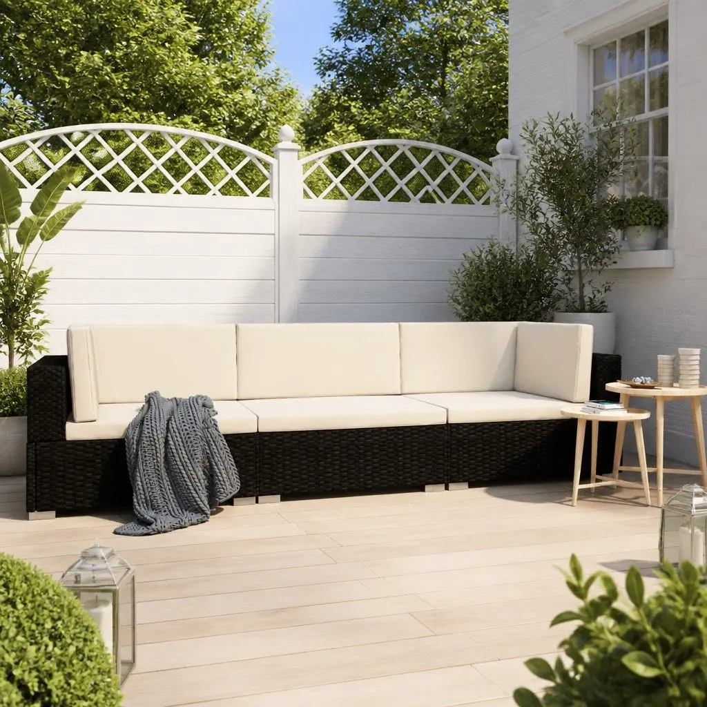 3-Piece Poly Rattan Garden Sofa Set