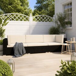 High-Quality 3-Piece Poly Rattan Garden Sofa Set