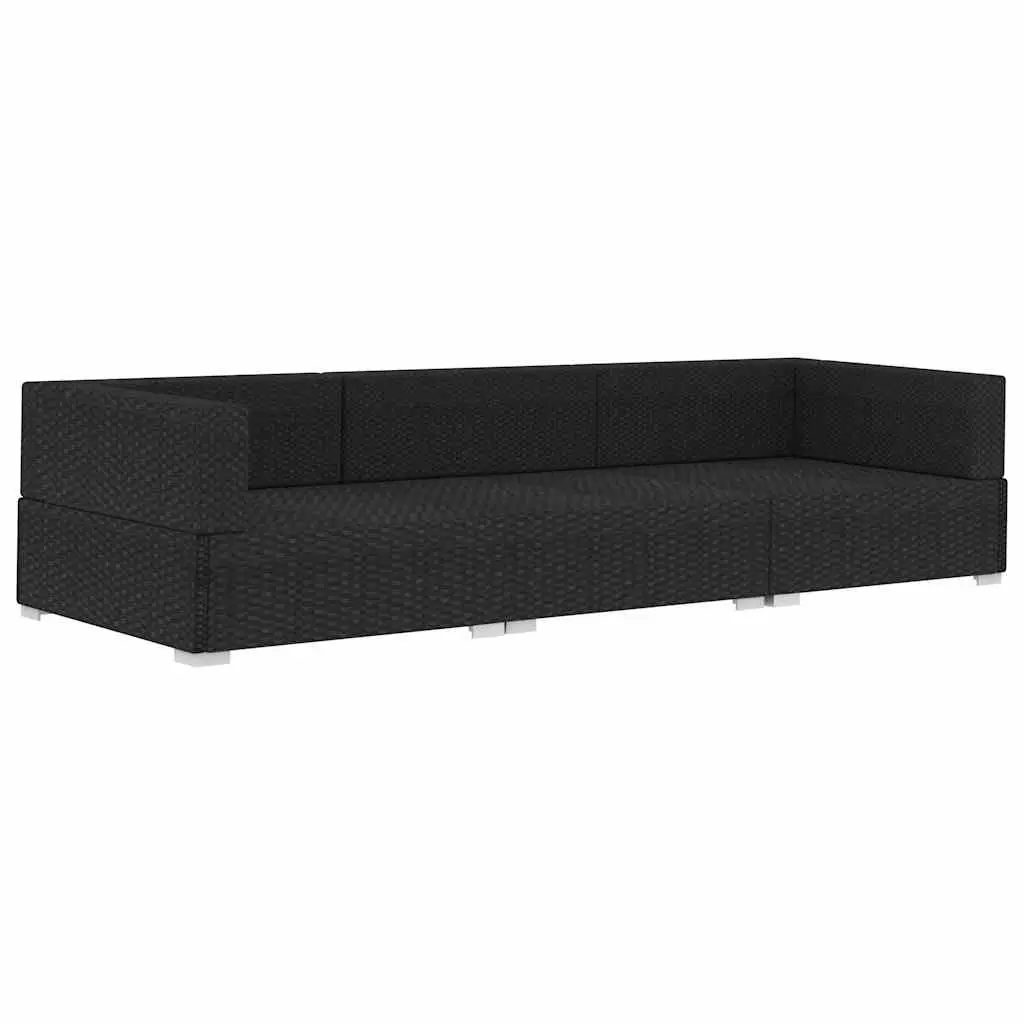 3-Piece Poly Rattan Garden Sofa Set