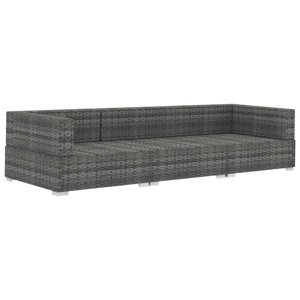 3-Piece Garden Sofa Set in Grey Poly Rattan