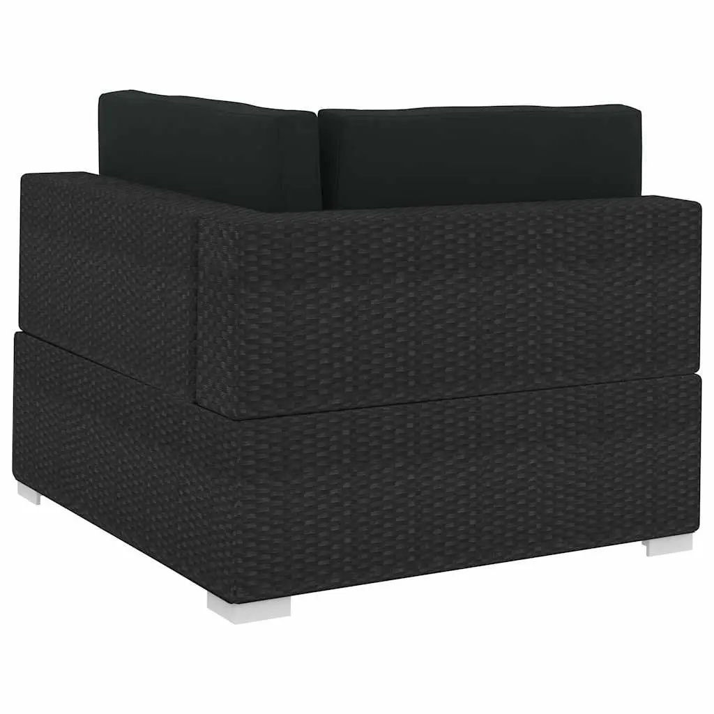 Outdoor Garden Sofa Set 3 Piece Poly Rattan Patio Furniture with Cushions Black