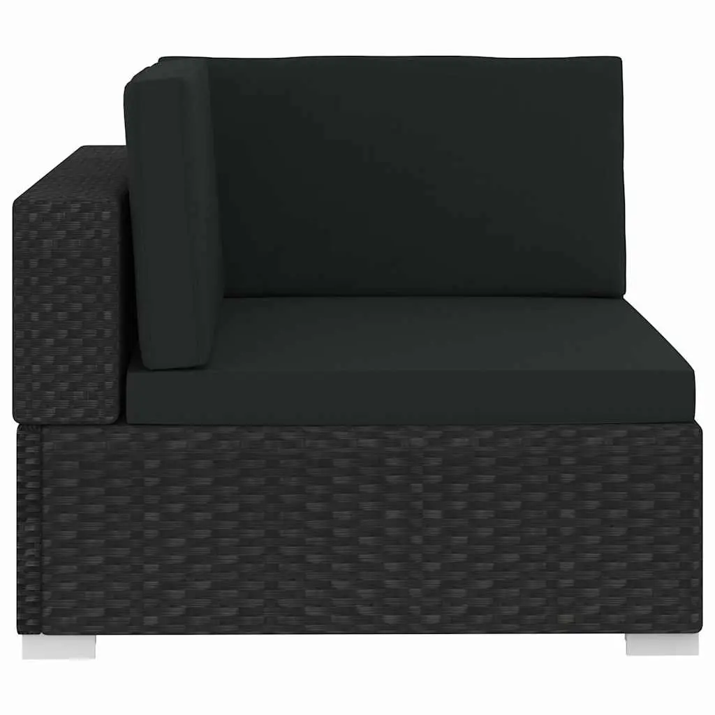 Outdoor Garden Sofa Set 3 Piece Poly Rattan Patio Furniture with Cushions Black