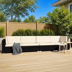 4-Piece Poly Rattan Sofa Set for Outdoor Spaces