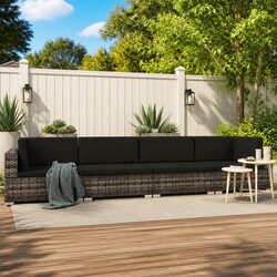 Grey 4-Piece Poly Rattan Garden Sofa Set