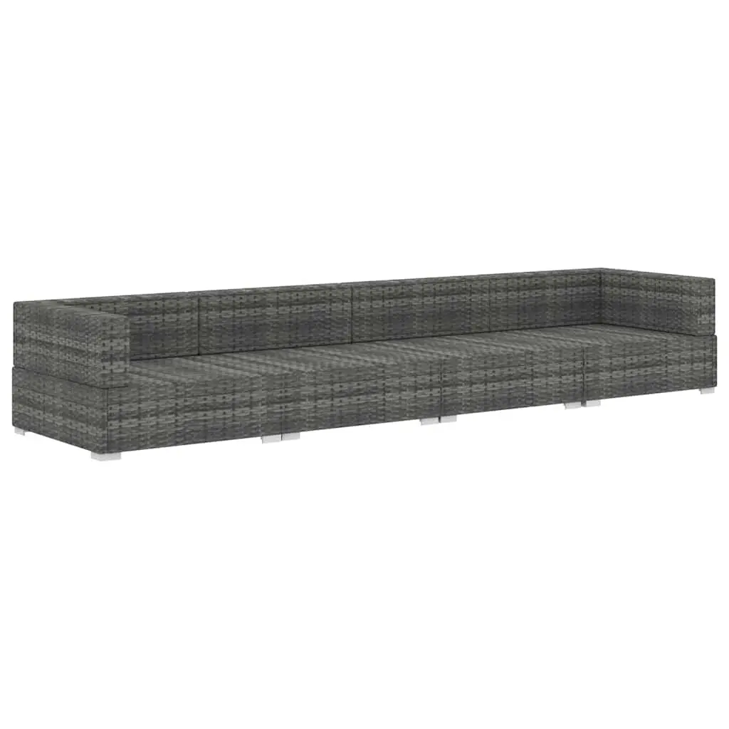 Grey 4-Piece Poly Rattan Garden Sofa Set