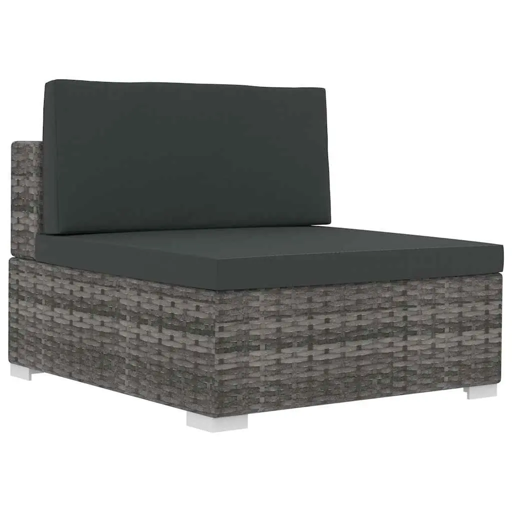 Grey 4-Piece Poly Rattan Garden Sofa Set