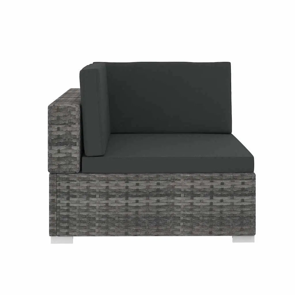 Grey 4-Piece Poly Rattan Garden Sofa Set