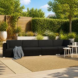 Stylish Black 4-Piece Poly Rattan Garden Sofa Set