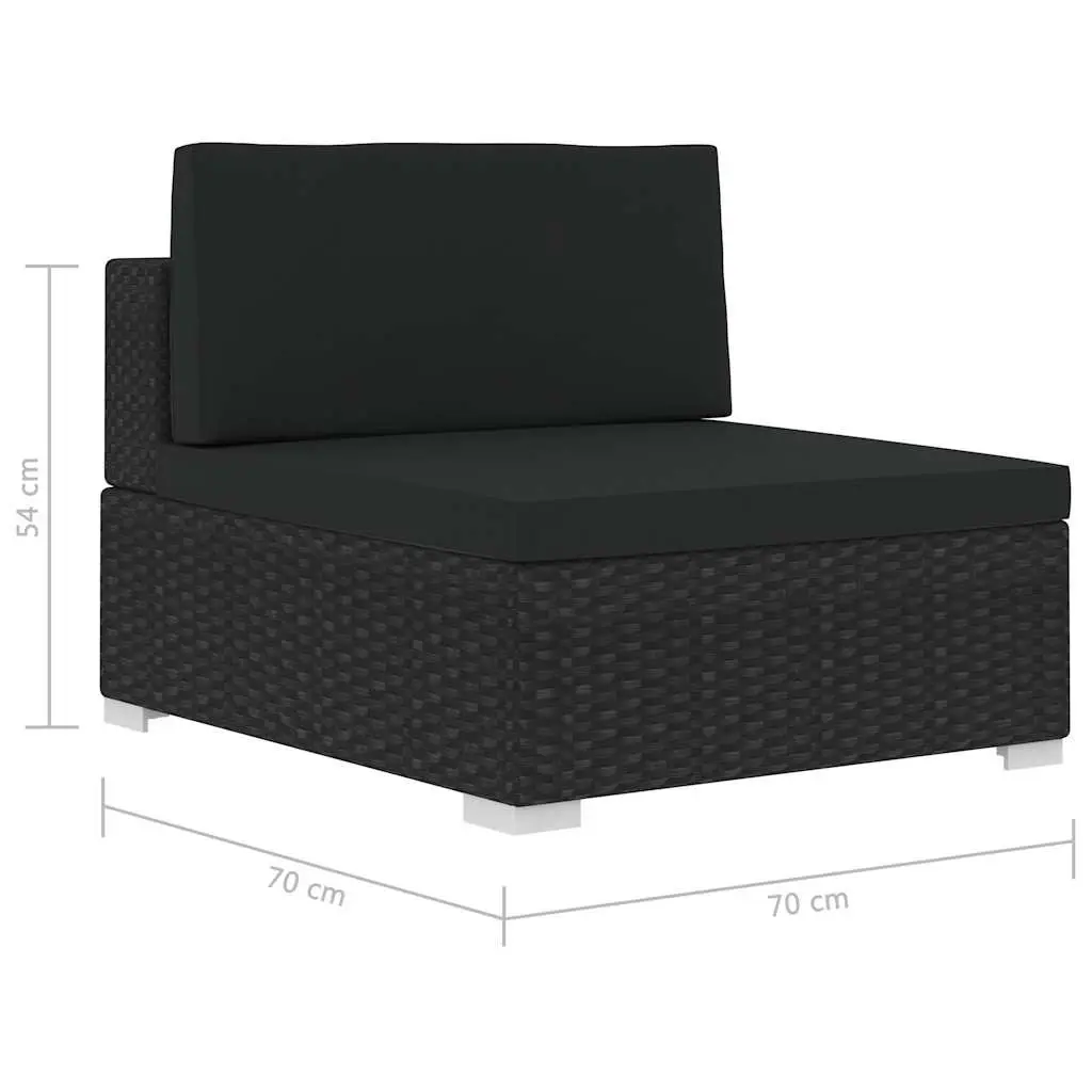 Black 4-Piece Poly Rattan Garden Sofa Set