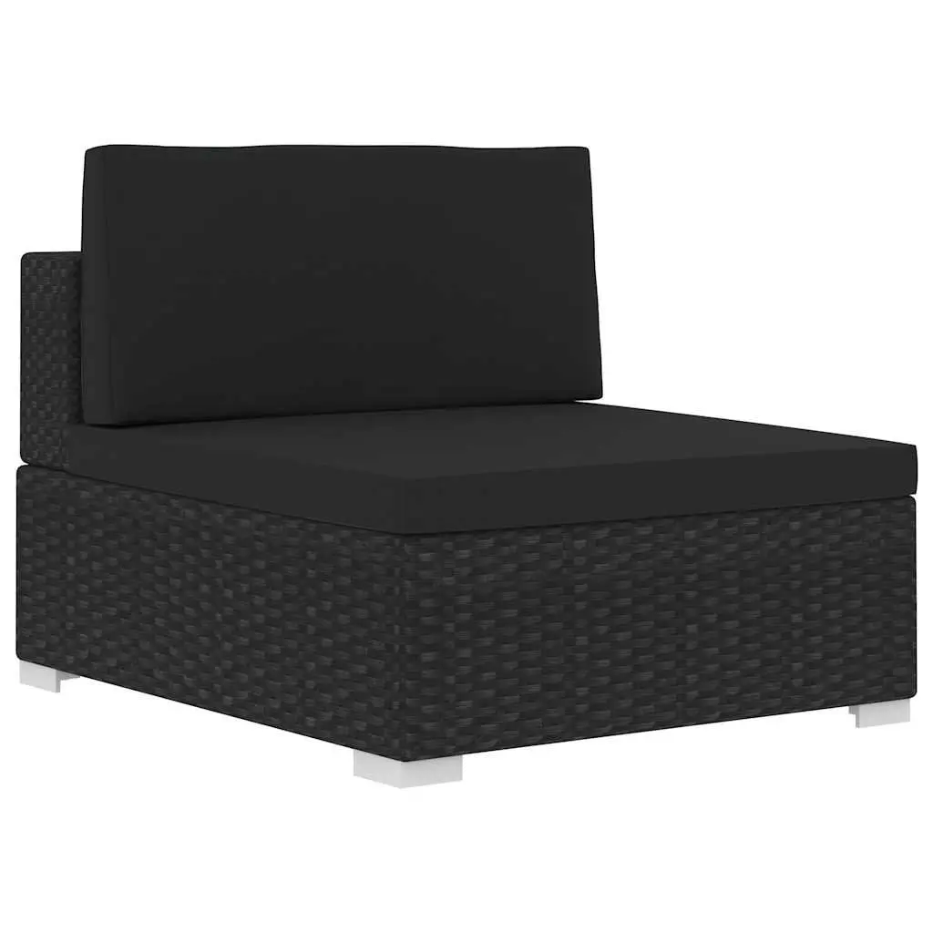 Black 4-Piece Poly Rattan Garden Sofa Set