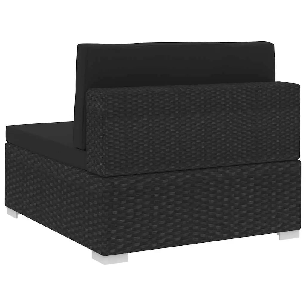 Black 4-Piece Poly Rattan Garden Sofa Set