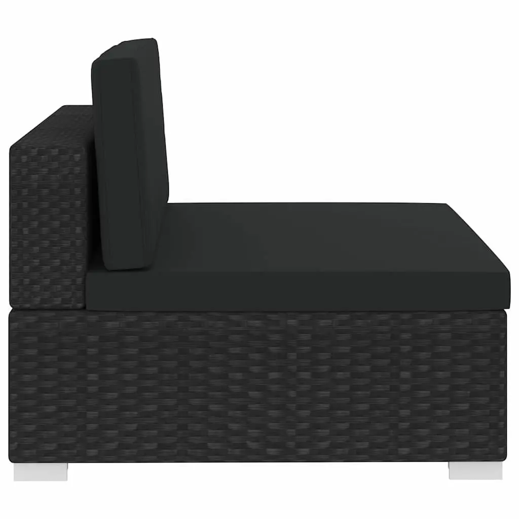 Black 4-Piece Poly Rattan Garden Sofa Set