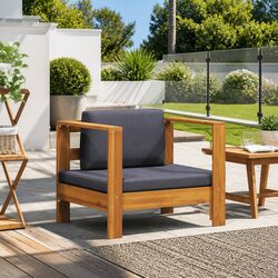 Sturdy Outdoor Garden Sofa Chair with Cushion and Armrest